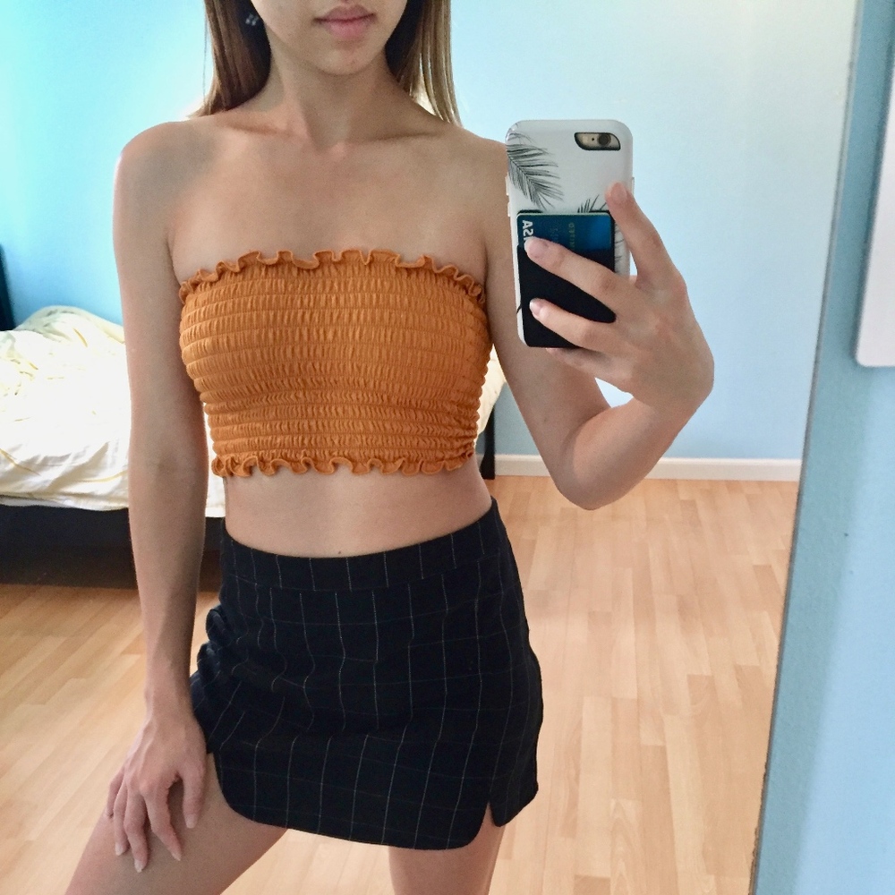 Forever 21 Mustard smocked tube top